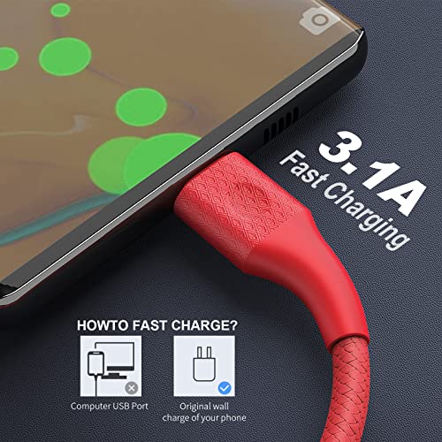 Long USB Type C Charger Cable Fast Charging 6FT, 5Pack Android USB-A to USB-C Fast Phone Charging Cord for Samsung Galaxy S20 S10 S10E S9 S8 Plus Note 10 9 8,Z Flip,LG V50 V40 V30 V20
