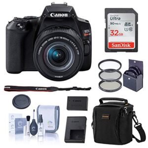 canon eos rebel sl3 dslr camera with 18-55mm lens (black), bundle with bag, 32gb sd card, filter pack, cleaning kit