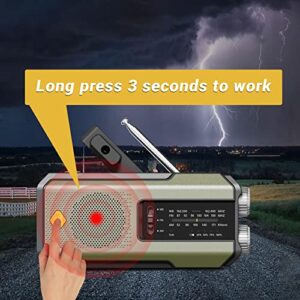 Emergency Radio Hand Crank Solar, Wind Up Solar Radio Flashlight Cell Phone Charger 2000mAh Battery Portable AM/FM/NOAA Weather Radio SOS Alarm for Camping Hurricane Earthquake Home &Outdoor Emergency