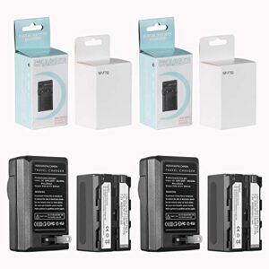 GVM 2 Pack NP-F750/770 4400mAh Batteries with Travel Chargers for NP-F975, NP-F960, NP-F950, NP-F930, NP-F770, NP-F750, NP-F550, DCR, DSR, HDR, FDR, HVR, HVL and LED Light