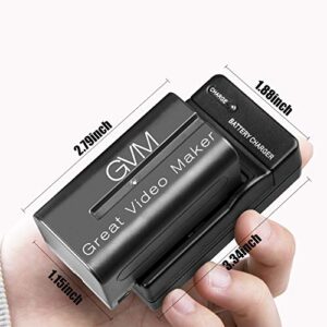 GVM 2 Pack NP-F750/770 4400mAh Batteries with Travel Chargers for NP-F975, NP-F960, NP-F950, NP-F930, NP-F770, NP-F750, NP-F550, DCR, DSR, HDR, FDR, HVR, HVL and LED Light