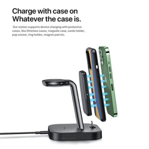 Intoval Charging Station for Apple Multi Devices,3 in 1 Charging Stand for iPhone Watch Airpods,iPhone 14 13 12 11 X XS XR etc, iWatch 8 Ultra 7 6 SE 5 4 3 2, Airpods Pro 2 1, 3 2 1 (L3, Black)