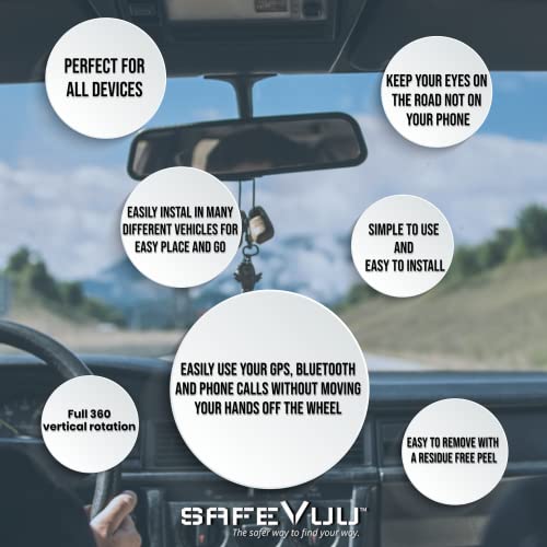 SafeVuu Patented Rotating Phone Mount, Steering Wheel Turns-Phone Does Not, Hands-Free Driving - Perfect for GPS, Trucks, Golf Carts, Utility Vehicles, Motor Coaches & More