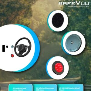 SafeVuu Patented Rotating Phone Mount, Steering Wheel Turns-Phone Does Not, Hands-Free Driving - Perfect for GPS, Trucks, Golf Carts, Utility Vehicles, Motor Coaches & More