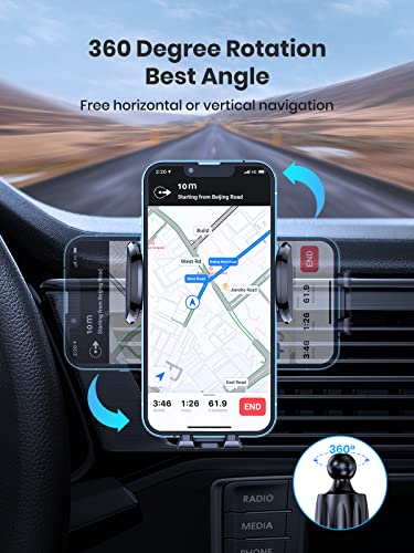 TOPK Car Phone Holder Mount, [2022 Upgraded Clip] Cell Phone Phone Mount for Car Vent 360° Rotation Universal Mobile Car Phone Holder for Smartphone