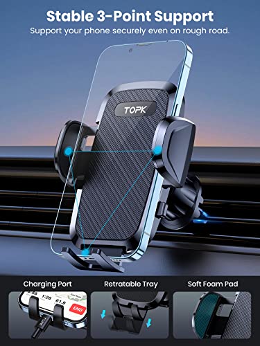 TOPK Car Phone Holder Mount, [2022 Upgraded Clip] Cell Phone Phone Mount for Car Vent 360° Rotation Universal Mobile Car Phone Holder for Smartphone