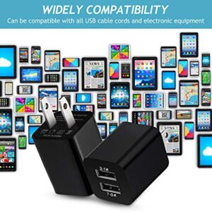 12 Pieces USB Wall Plugs USB Charger Blocks Charging Blocks for Wall Outlet 2.1a Dual Port USB Wall Plug Fast Charging for Most Smartphones and Tablets (Black)