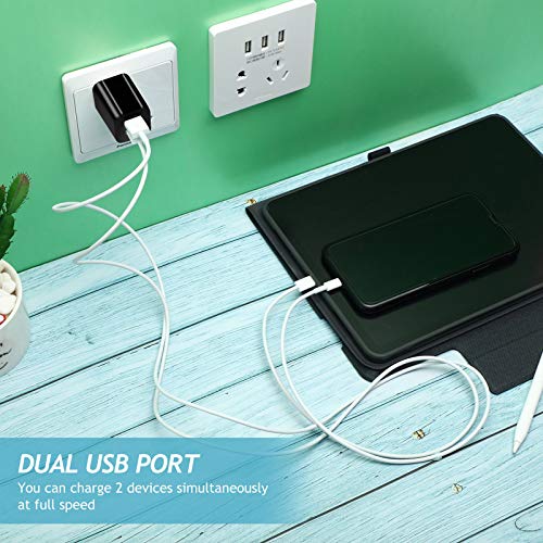 12 Pieces USB Wall Plugs USB Charger Blocks Charging Blocks for Wall Outlet 2.1a Dual Port USB Wall Plug Fast Charging for Most Smartphones and Tablets (Black)