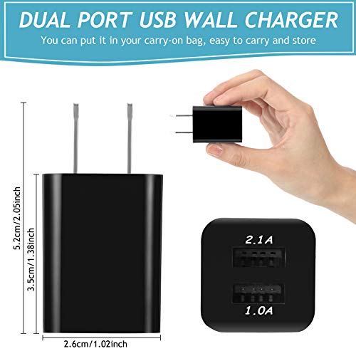 12 Pieces USB Wall Plugs USB Charger Blocks Charging Blocks for Wall Outlet 2.1a Dual Port USB Wall Plug Fast Charging for Most Smartphones and Tablets (Black)