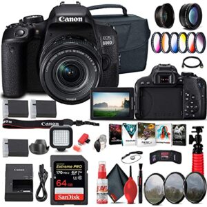 canon eos rebel 800d / t7i dslr camera with 18-55 4-5.6 is stm lens (1895c002) + 64gb memory card + color filter kit + case + corel photo software + 2 x lpe17 battery + more (renewed)