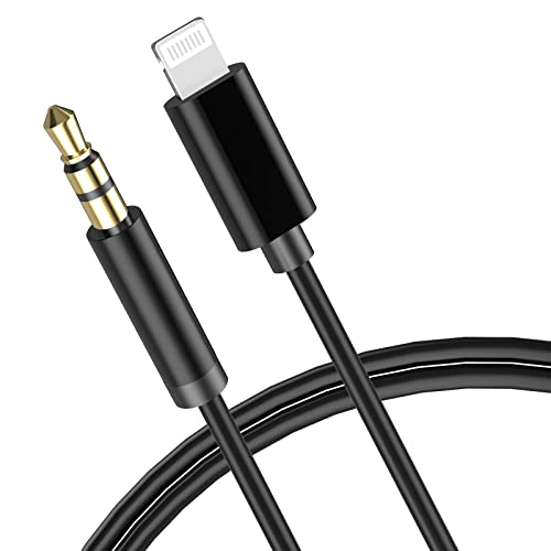 [Apple MFi Certified] AUX Cord for iPhone, Lightning to 3.5mm AUX Stereo Audio Cable Compatible with iPhone 13/12 Pro/11/XS/XR/X 8 7/iPad, iPod to Home Speaker/Car Stereo/Headphone (3.3FT/1.0M, Black)