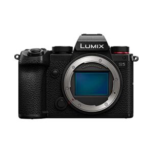 panasonic lumix s5 full frame mirrorless camera, 4k 60p video recording with flip screen & wifi, l-mount, 5-axis dual i.s, dc-s5body (black) (renewed)