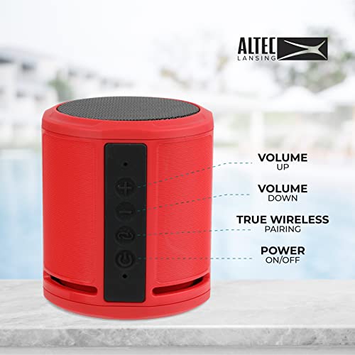 Altec Lansing HydraOrbit - Waterproof Bluetooth Speaker, Lightweight & Portable Speaker for Travel & Outdoor Use, Red