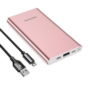 10000mah pd 3.0 power bank portable charger quick charge usb c 18w fast charging battery pack compatible for iphone 14 13 12 11 x xs pro max xr 8 ipad mini samsung galaxy s20 s10 s9 s8 smartphone pink