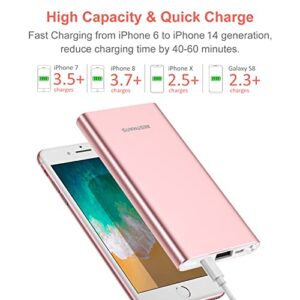 10000mAh PD 3.0 Power Bank Portable Charger Quick Charge USB C 18W Fast Charging Battery Pack Compatible for iPhone 14 13 12 11 X XS Pro MAX XR 8 iPad Mini Samsung Galaxy S20 S10 S9 S8 Smartphone Pink