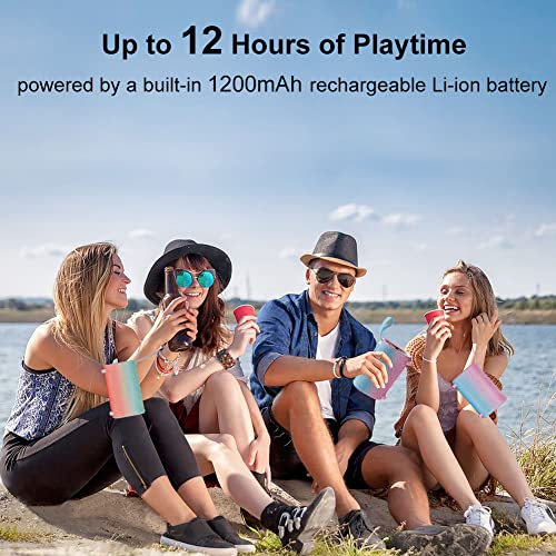 Portable Bluetooth Speaker, IPX5 Waterproof Wireless Speaker, Outdoor Speakers, Dual Pairing, Stereo Sound, Active Extra Bass, 49FT Bluetooth Range, 360Mins Playtime for Home,Party,Gifts(Blue&Pink)
