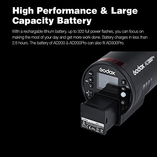 GODOX WB300PA WB300P Lithium Battery Pack AD300 Pro Flash Strobe, Battery Replacement with DC 14.4V 43.2Wh 3000mAh, Meet Your Photography Requirements