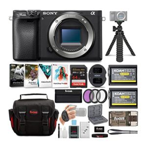 sony a6400 mirrorless digital camera (body only) bundle with high speed 64 gb sdxc card, filter kit, 3 batteries, usb charger, corel photo suite, messenger bag, tripod, and sd card wallet (8 items)