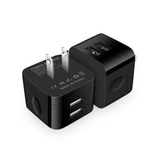 usb wall charger, 2pack flat usb charger block ipad charging block fast charging cube charger box right angle plug adapter for ipad pro,ipad mini,ipad air 1/2/3, iphone 14 13 12 11 max,samsung,pixel