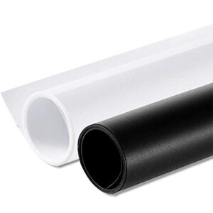 meking pvc backdrop 39x78inch/100x200cm pvc background matte white & black photography backgrounds white vinyl backdrop for product photo video photography studio -black/white