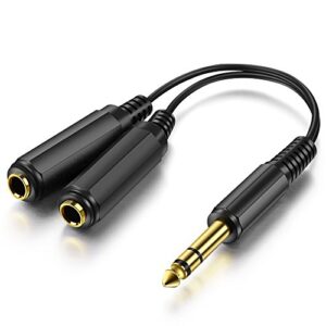 ICESPRING 1/4" 6.35mm Stereo Plug/Male to Dual 1/4" 6.35mm Jack/Female Splitter Adapter Cable Converter 0.6 feet