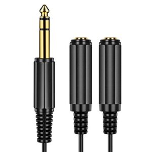 ICESPRING 1/4" 6.35mm Stereo Plug/Male to Dual 1/4" 6.35mm Jack/Female Splitter Adapter Cable Converter 0.6 feet