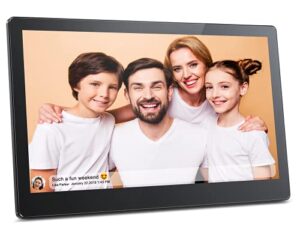 frameo 15.6 inch fhd digital photo frame wifi, marvue vision 15 smart wifi electronic digital picture frame large touch screen&16gb storage,easy setup to share video and photos from anywhere