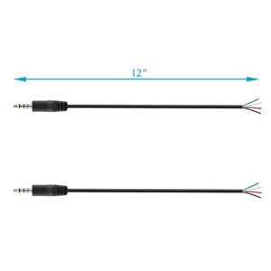 Fancasee 2 Pack Replacement 3.5mm 1/8" TRRS Stereo Male Plug to Bare Wire Open End Audio Cable for Headphone Headset Earphone Microphone Cable Repair