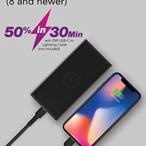 ZMI LevPower M10 MFi & Qi Certified USB PD Portable Charger with USB-C & Lightning Ports, Wireless Power Bank Compatible with iPhone 14/13/12/11/Pro/Max/X/XS/XS Max/8/8 Plus & iPad