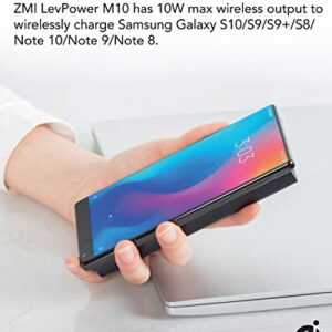 ZMI LevPower M10 MFi & Qi Certified USB PD Portable Charger with USB-C & Lightning Ports, Wireless Power Bank Compatible with iPhone 14/13/12/11/Pro/Max/X/XS/XS Max/8/8 Plus & iPad