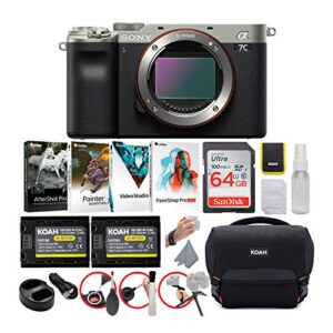 sony alpha a7c full-frame compact mirrorless camera body (silver) essentials bundle (5 items)