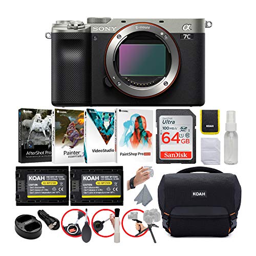 Sony Alpha a7C Full-Frame Compact Mirrorless Camera Body (Silver) Essentials Bundle (5 Items)