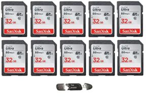 sandisk 32gb ultra sdhc uhs-i memory card (10-pack) with topknotch high speed usb card reader bundle (11 items)
