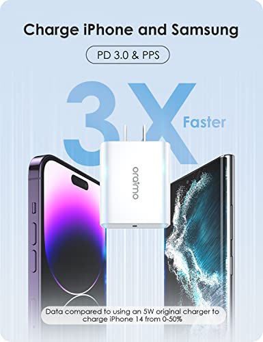 USB C Charger Block, oraimo 30W Fast Charger for MacBook Air, iPhone 14/14 Pro/14 Pro Max/13 Pro/13 Pro Max, iPad Pro, PPS Fast Charger Block for Google Pixel 7/6 Pro, Samsung Galaxy