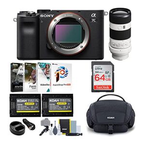 sony alpha a7c full-frame compact mirrorless camera (black) bundle with fe 70-200mm f/4.0 g oss lens (6 items)