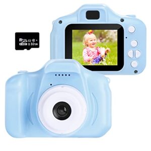 kids selfie camera for boys girls age 3-8,1080p digital camera with 32gb sd card,please choose pink or blue