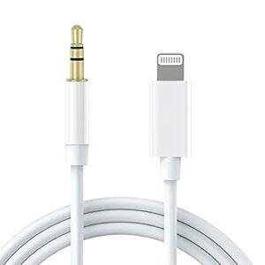 esbeecables aux cord for iphone, apple mfi certified lightning to 3.5mm aux cable for car compatible with iphone 14 13 12 11 xs xr x 8 7 6 ipad ipod for car home stereo headphone speaker, 3.3ft white