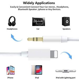 esbeecables Aux Cord for iPhone, Apple MFi Certified Lightning to 3.5mm Aux Cable for Car Compatible with iPhone 14 13 12 11 XS XR X 8 7 6 iPad iPod for Car Home Stereo Headphone Speaker, 3.3FT White