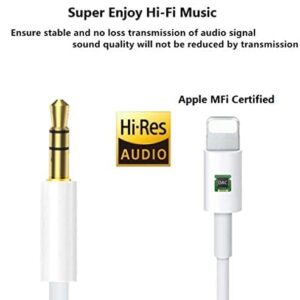 esbeecables Aux Cord for iPhone, Apple MFi Certified Lightning to 3.5mm Aux Cable for Car Compatible with iPhone 14 13 12 11 XS XR X 8 7 6 iPad iPod for Car Home Stereo Headphone Speaker, 3.3FT White