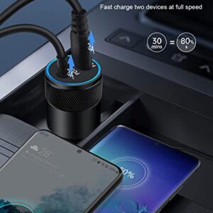 USB C Car Charger, 60W Fast Charge Type C Car Charger Cigarette Lighter Adapter with 3Ft Type C Cable Fast Charging for Samsung Galaxy S23/S22/S21/S20/Note 20/A03s/A23/A53/A04s, Google Pixel 7/6/5/4XL