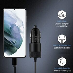 USB C Car Charger, 60W Fast Charge Type C Car Charger Cigarette Lighter Adapter with 3Ft Type C Cable Fast Charging for Samsung Galaxy S23/S22/S21/S20/Note 20/A03s/A23/A53/A04s, Google Pixel 7/6/5/4XL