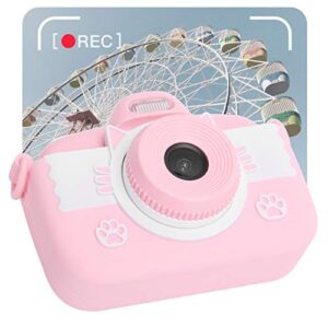 Children Full Hd Digital Camera, 2.8In Touch Display Screen Video Camera, Super Mini Size Camera with Silicone Protective Cover, Support Continuous Shooting, Time Lapse Photography (Pink)