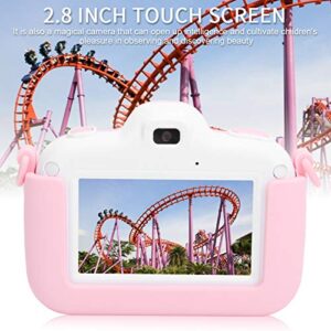 Children Full Hd Digital Camera, 2.8In Touch Display Screen Video Camera, Super Mini Size Camera with Silicone Protective Cover, Support Continuous Shooting, Time Lapse Photography (Pink)