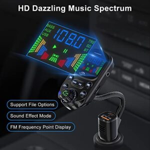 Bluetooth 5.3 FM Transmitter for Car- SOARUN Bluetooth Car Adapter PD30W & USB Port Fast Charge - HiFi Treble & Bass Player - 1.6" Display Hands-Free Calling - Car Radio with AUX Input/Output, TF Card