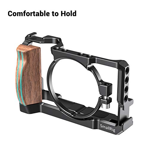 SMALLRIG Vlog Camera Cage for Sony RX100 VI and RX100 VII Camera (Fits DSC-RX100 M6 and DSC-RX100 M7 Camera) with Wooden Handle Grip Vlogger Youtuber – CCS2434