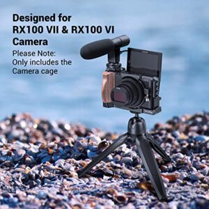 SMALLRIG Vlog Camera Cage for Sony RX100 VI and RX100 VII Camera (Fits DSC-RX100 M6 and DSC-RX100 M7 Camera) with Wooden Handle Grip Vlogger Youtuber – CCS2434