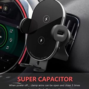 Dual Coils Wireless Car Charger Smart Sensor Phone Holder Air Vent Auto Clamping Phone Mount for car 15W Fast Charging for iPhone 14 13 12 Pro Max Mini/Samsung Galaxy Z Flip 4 3 5G/S22/S21/Note 20