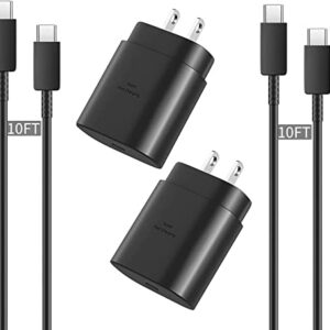 Super Fast Charger Type C,2Pack 25W USB Type C Fast Wall Charger Block with 10FT C Charging Cable for Samsung Galaxy S22/S22 Ultra/S22+/S21/S21 Ultra/S21+/S20/S20 Ultra/Note 20 Ultra/Note 10/Z Fold 3