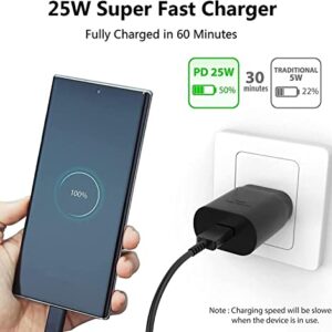 Super Fast Charger Type C,2Pack 25W USB Type C Fast Wall Charger Block with 10FT C Charging Cable for Samsung Galaxy S22/S22 Ultra/S22+/S21/S21 Ultra/S21+/S20/S20 Ultra/Note 20 Ultra/Note 10/Z Fold 3