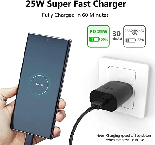 Super Fast Charger Type C,2Pack 25W USB Type C Fast Wall Charger Block with 10FT C Charging Cable for Samsung Galaxy S22/S22 Ultra/S22+/S21/S21 Ultra/S21+/S20/S20 Ultra/Note 20 Ultra/Note 10/Z Fold 3